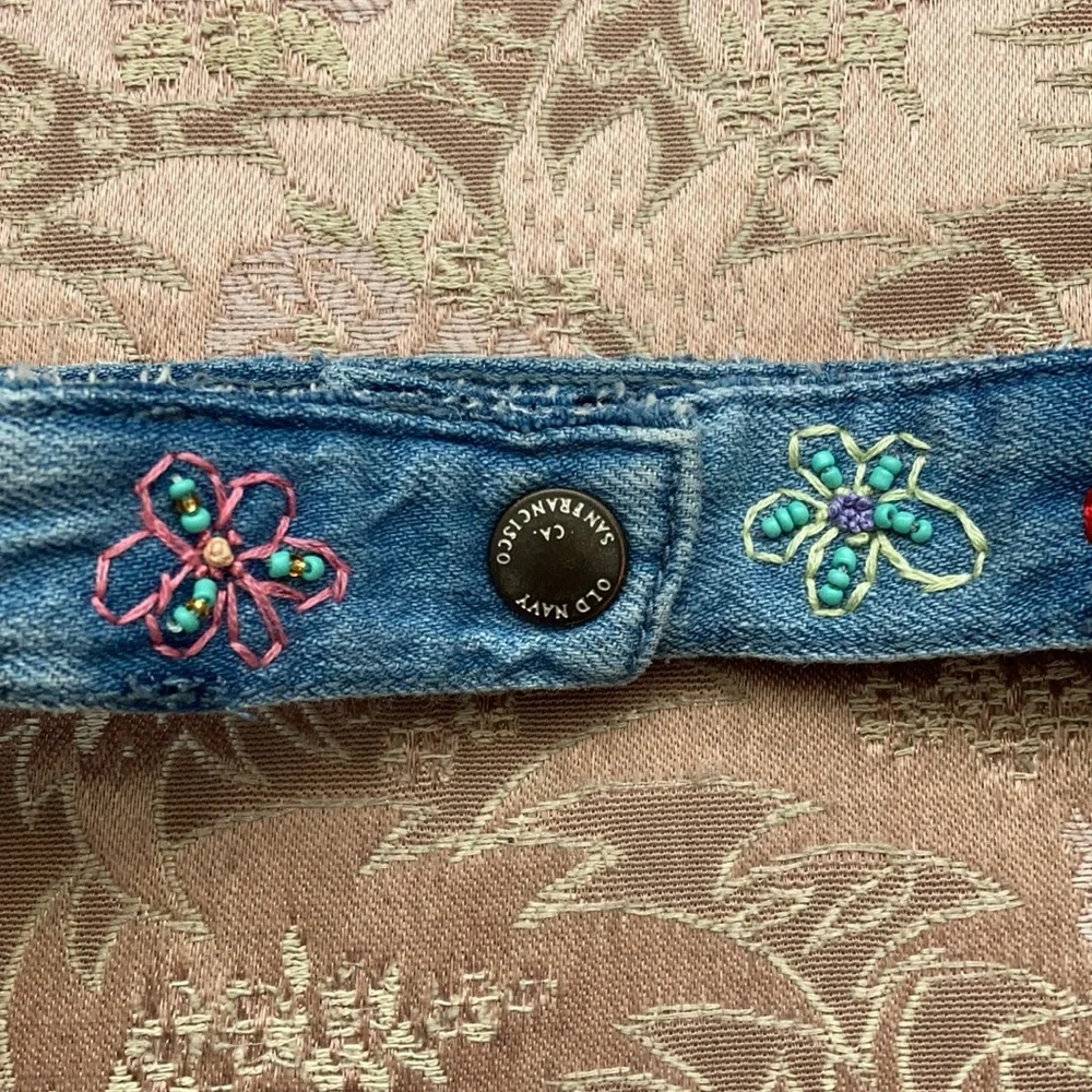 NEW hand sewn upcycle denim beaded belt